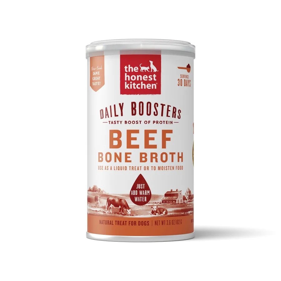 Cheap The Honest Kitchen Daily Boosters Instant Beef Bone Broth with Tumeric for Dogs, 3.6-oz