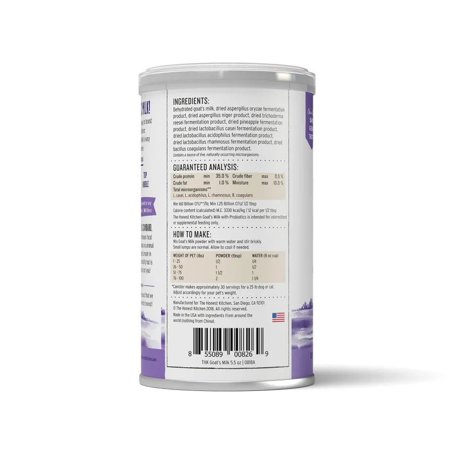 Fashion The Honest Kitchen Daily Boosters Instant Goat's Milk with Probiotics for Dogs & Cats, 5.2-oz