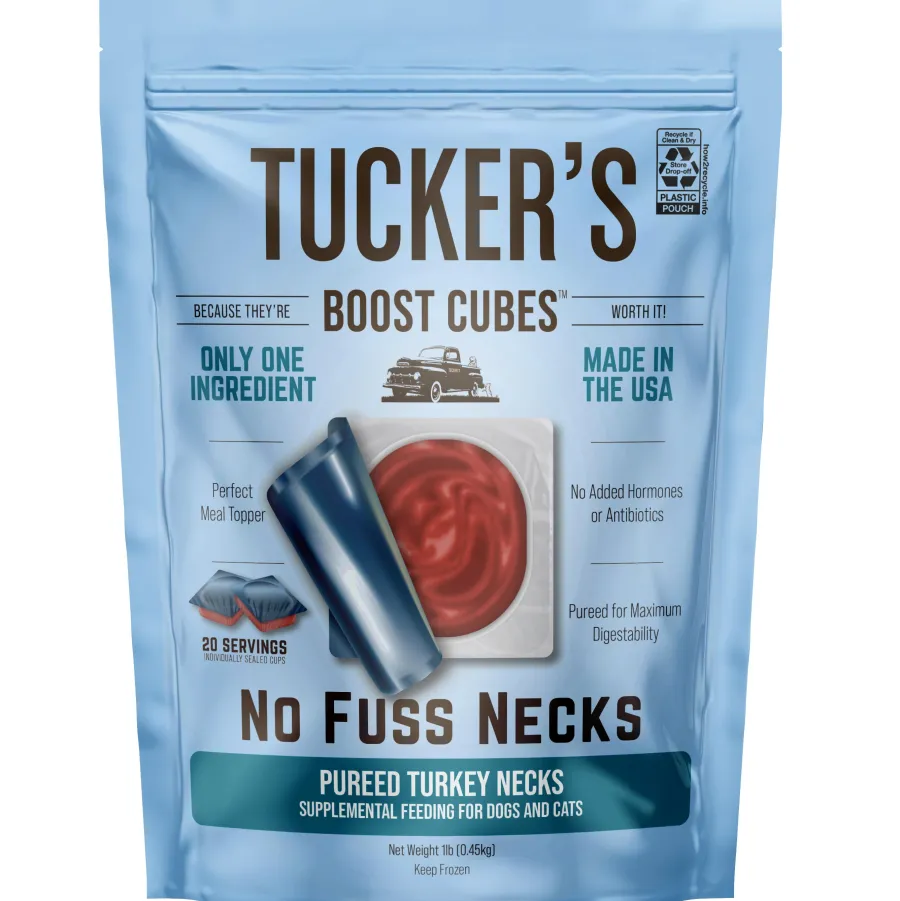 New Tucker's Boost Cubes Pureed Turkey Necks Frozen Dog & Cat Food Topper, 1-lb