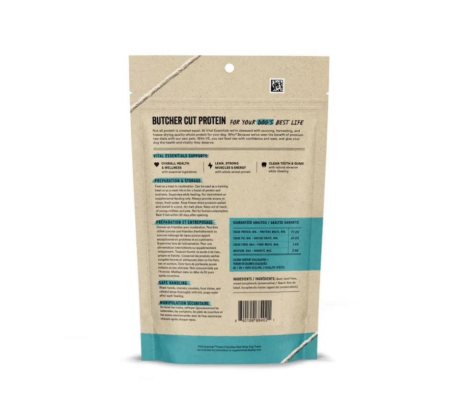 Store Vital Essentials Beef Bites Freeze-Dried Raw Dog Treats, 2.5-oz