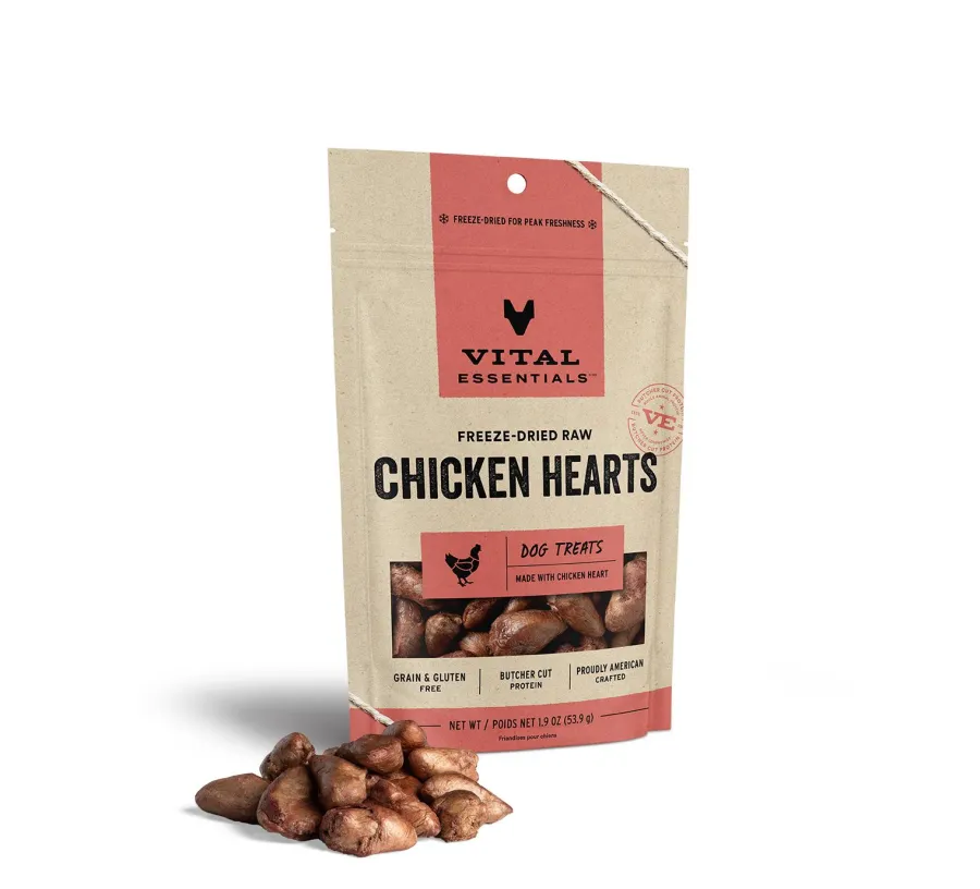 Discount Vital Essentials Chicken Hearts Freeze-Dried Raw Dog Treats, 1.9-oz