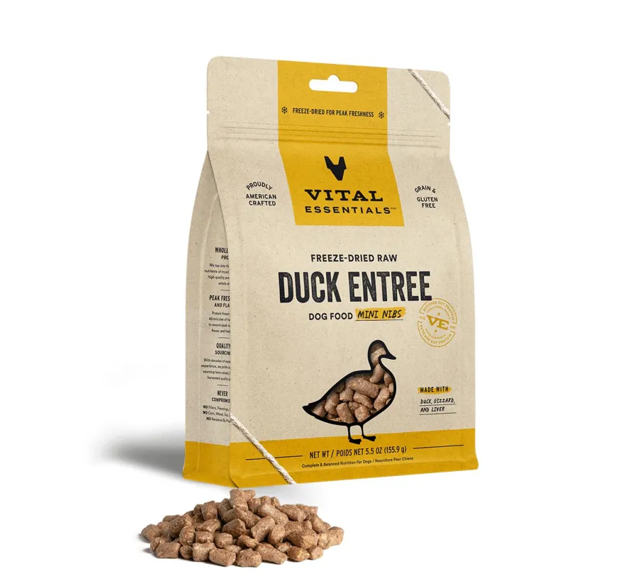 Cheap Vital Essentials Duck Entree Mini Nibs Freeze-Dried Raw Dog Food, 5.5-oz
