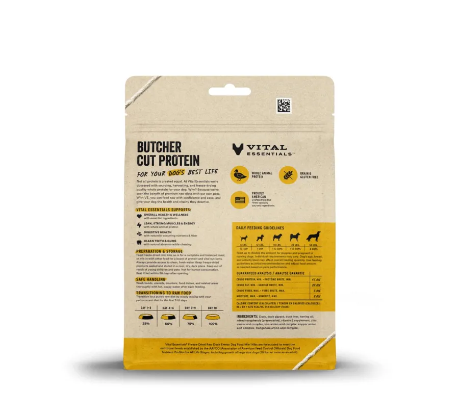 Cheap Vital Essentials Duck Entree Mini Nibs Freeze-Dried Raw Dog Food, 5.5-oz