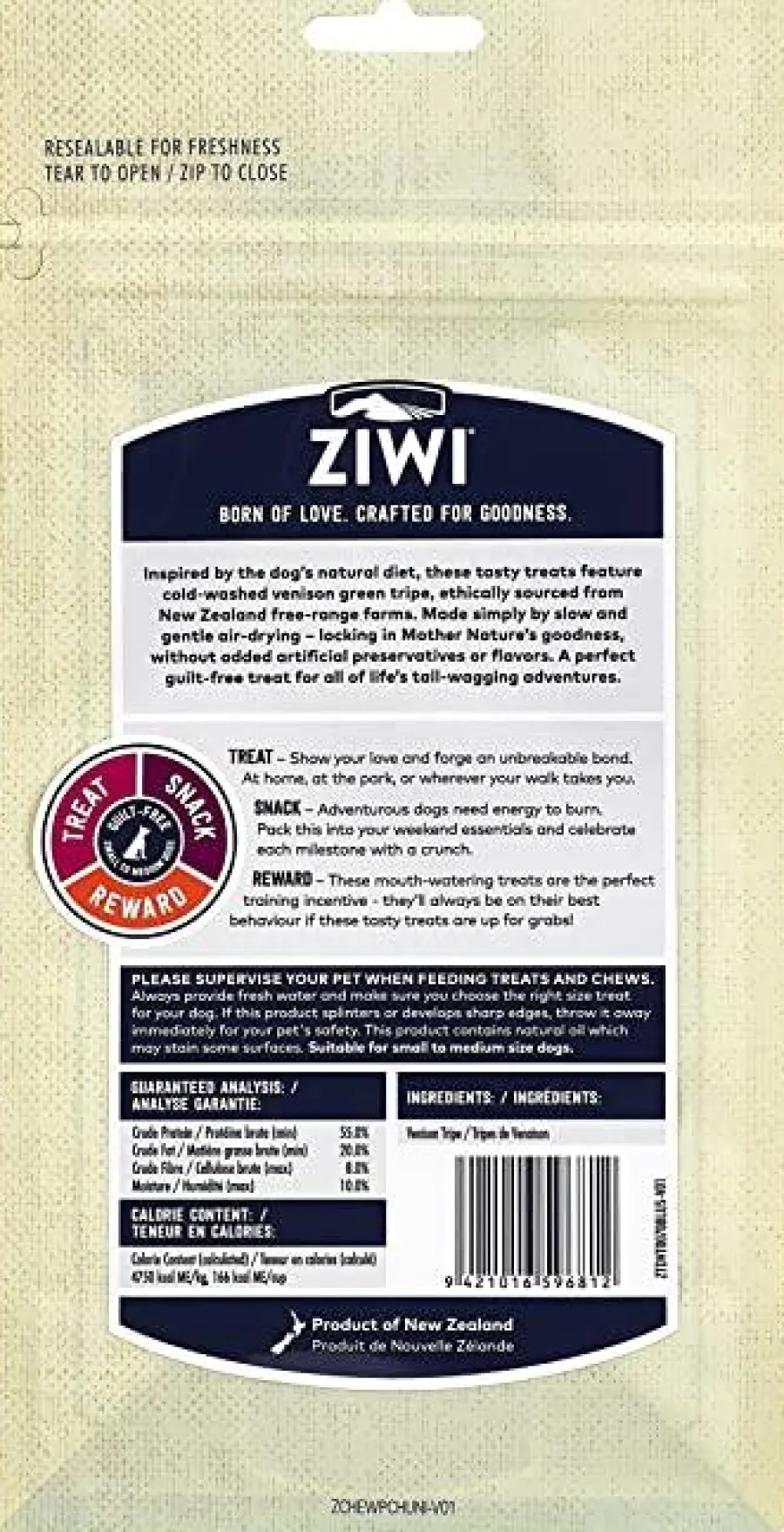 Outlet ZIWI Venison Green Tripe Dog Treats, 2.4-oz | 70-g