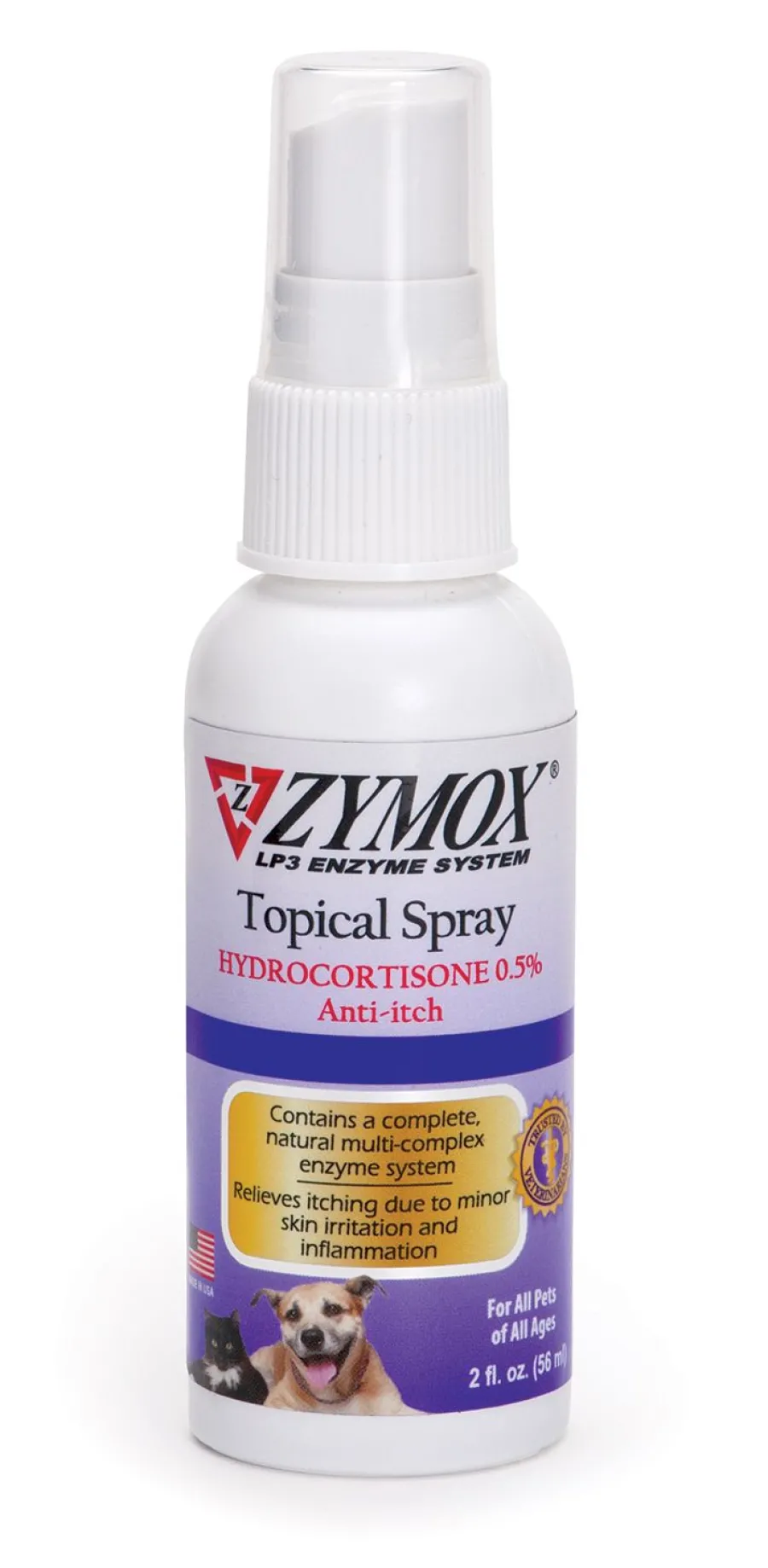 Fashion Zymox Enzymatic Topical Spray with Hydrocortisone 0.5% for Dogs & Cats, 2-oz bottle